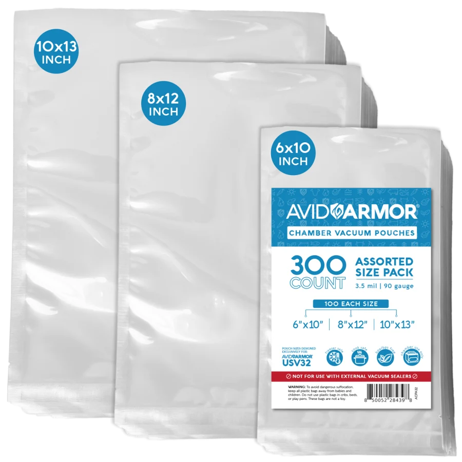 Avid Armor USV32 assorted chamber pouch pack showing the three included sizes.